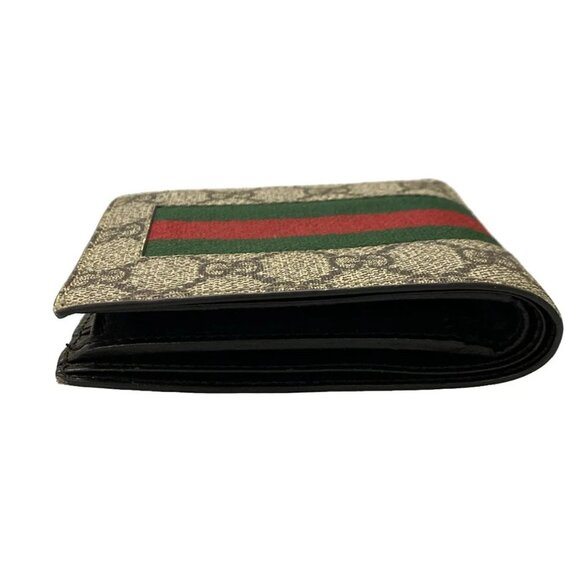 Auth GUCCI GG 408826 Beige Green Red PVC Cotton - Bifold Wallet - Picture 11 of 14